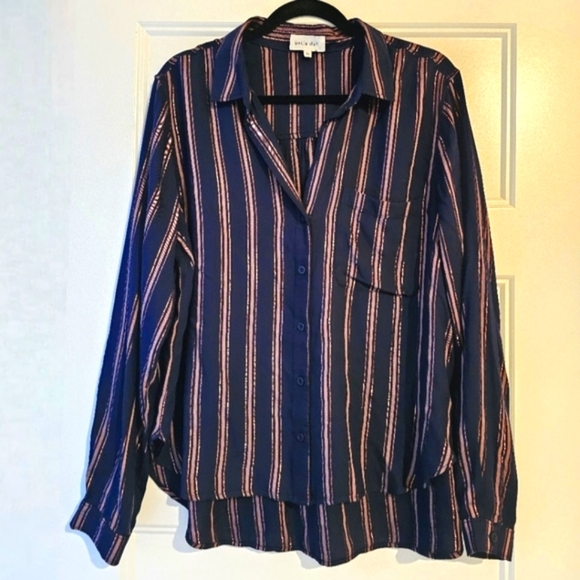 Bella Dahl Women's Striped Button Down Blouse sz xl - Picture 1 of 7